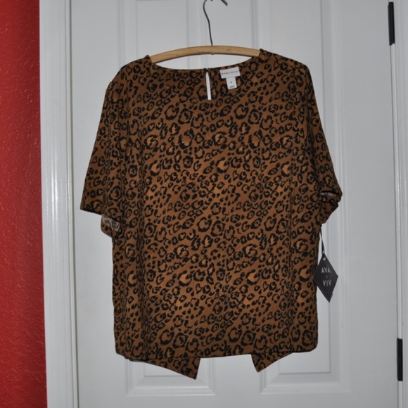 New AVA & VIV Animal Print Back Detail Blouse [B6] - Picture 4 of 8